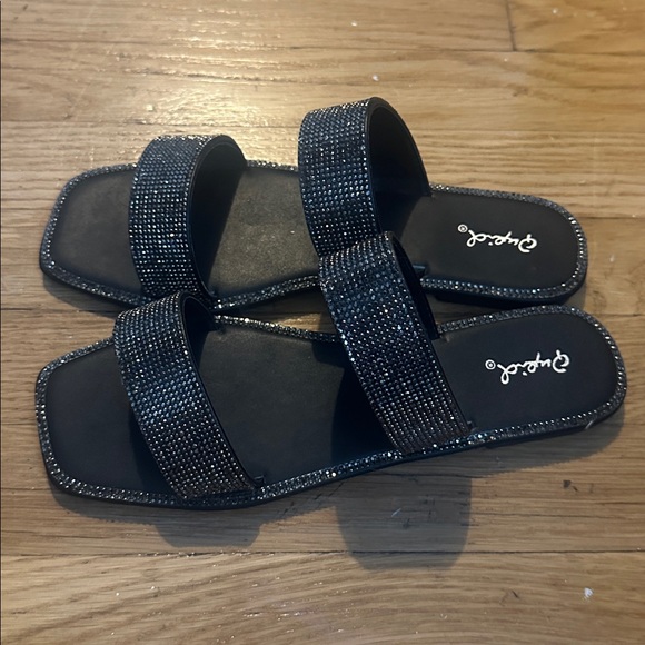 Black Rhinestone Sandals - Picture 2 of 5